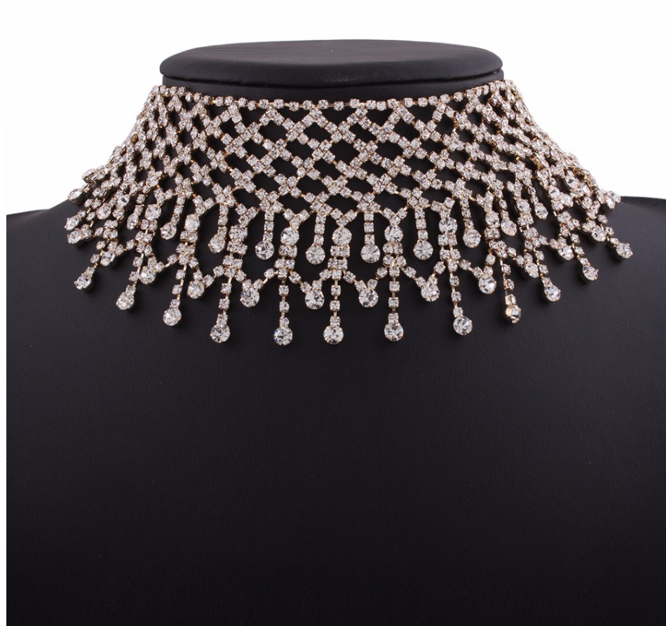Rhinestone Tassel Necklace