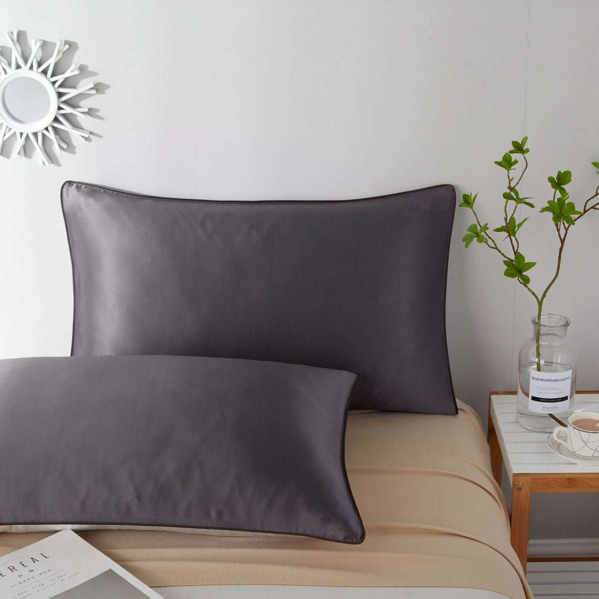 Single-Sided Solid Color Silk Satin Pillow Cover – Smooth Elegant Pillowcase