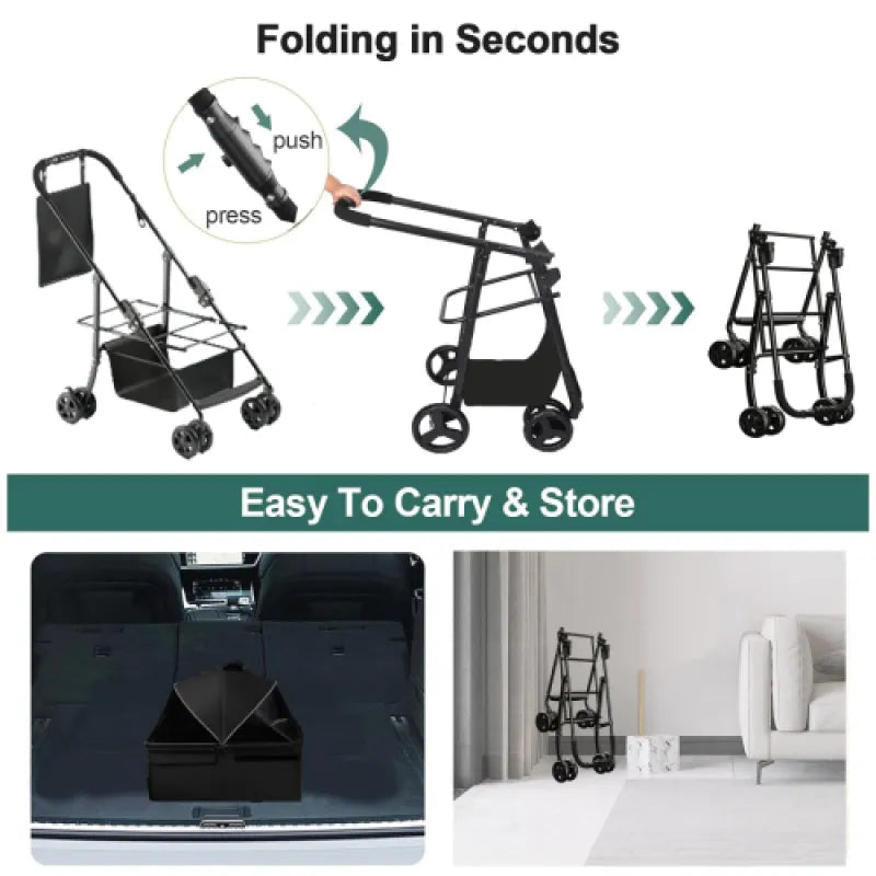 2-in-1 Folding Pet Stroller – Removable Travel Carrier for Small & Medium Dogs & Cats