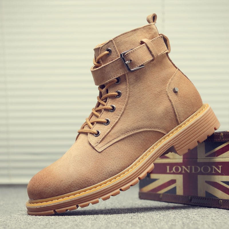 Men’s High-Top Leather Short Boots – Classic Casual Footwear