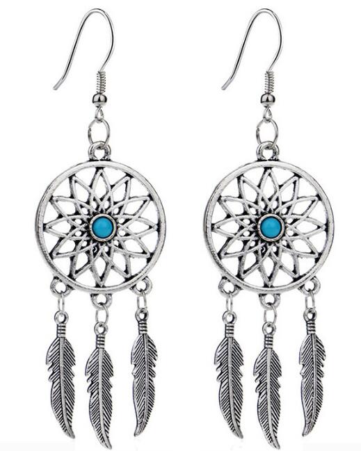 Dreamcatcher Feather Tassel Earrings for Women – Boho Long Dangle Earrings