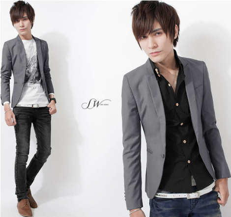 Men’s Korean Slim Fit Blazer – Single Button Smart Casual Suit Jacket, M–3XL