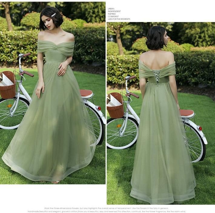 Women’s Off-Shoulder Bridesmaid Evening Dress – Flying Sleeve Long Formal Gown XS–3XL