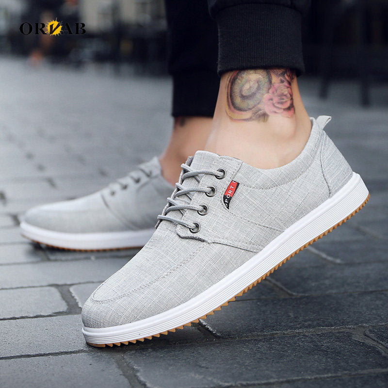 Men’s Breathable Linen Moccasin Loafers – Casual Slip-On Shoes