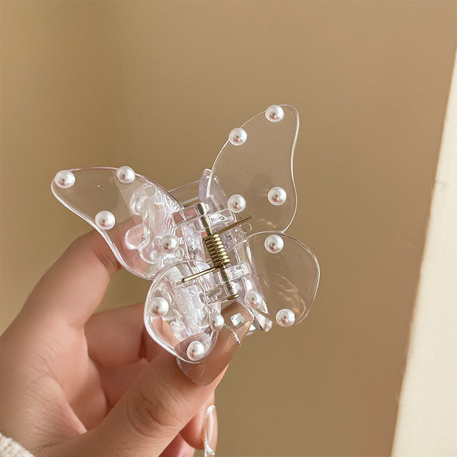 Transparent Pearl Butterfly Hair Clip – Elegant Fashion Hair Accessory for Women