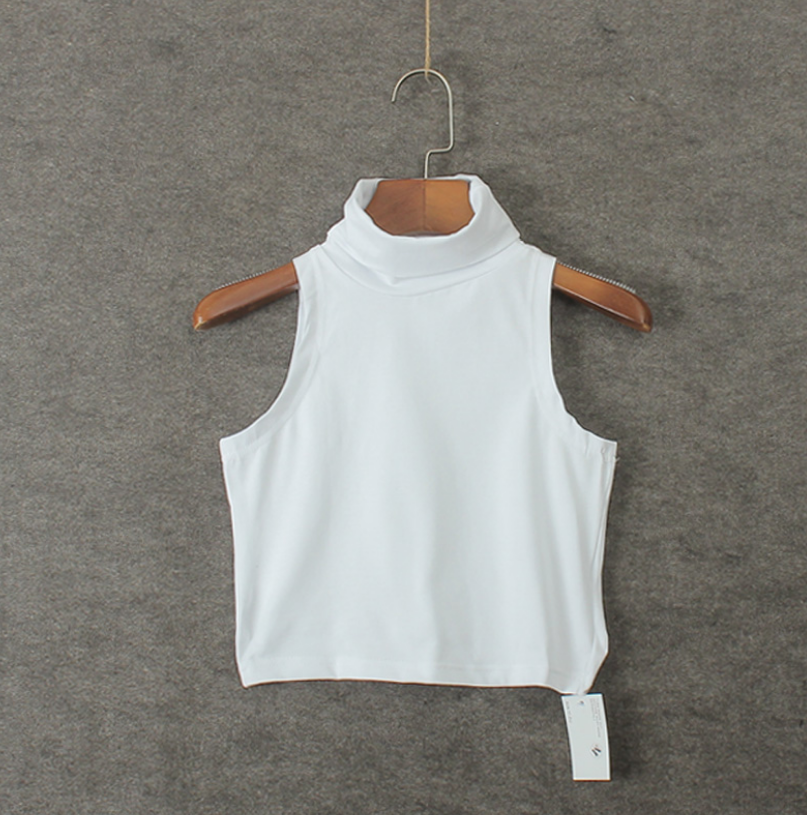 Women’s High Neck Crop Tank Top – K-Pop Inspired Sleeveless Fashion Top