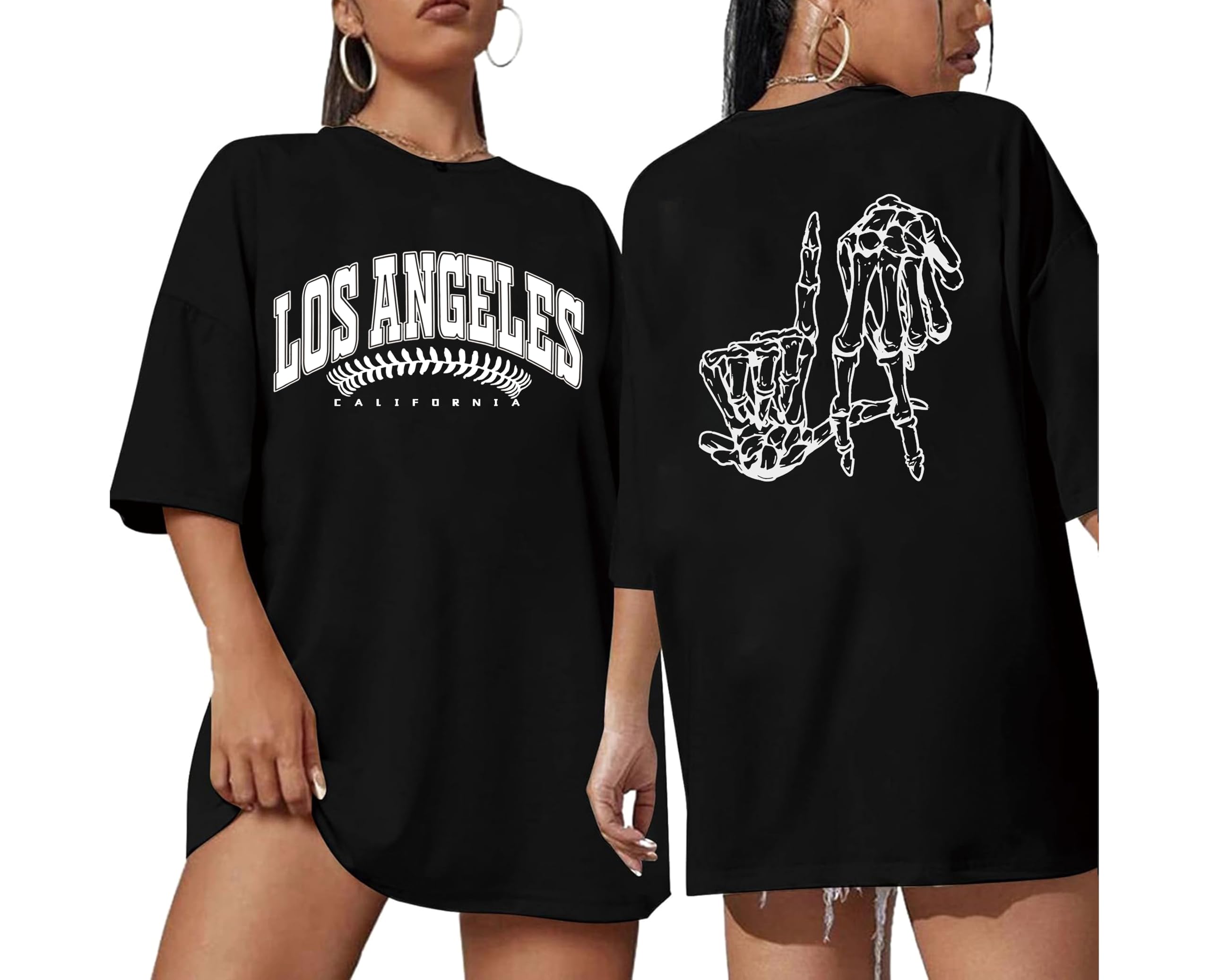 Oversized Baseball Shirt – Double-Sided Print Fan Tee for Women