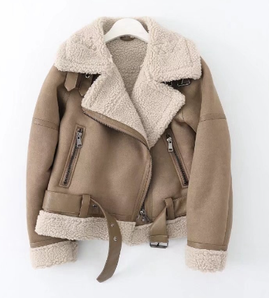 Women’s European Style Autumn Winter Jacket – Loose-Fit Imitation Wool Velvety Warm Coat, S–L