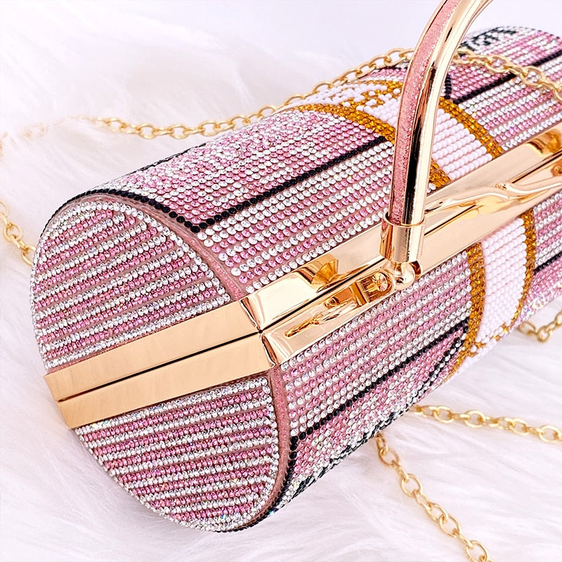Luxury Crystal Dollar Design Evening Clutch Bag – Rhinestone Money Purse with Chain Strap for Weddings & Parties