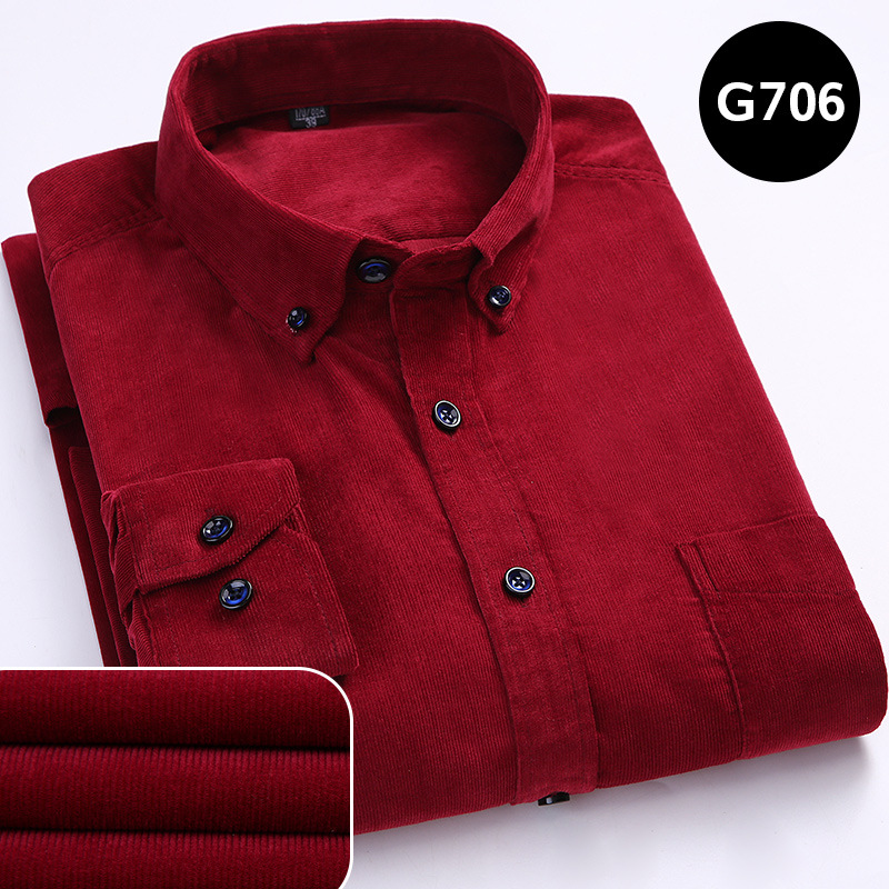 Men’s Cotton Corduroy Long Sleeve Shirt – Slim Fit Casual Button-Up Shirt, S–5XL