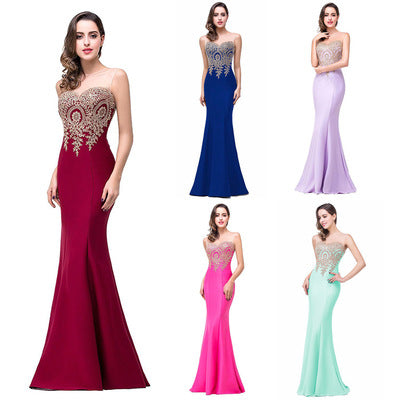 Amazon Europe Evening Dress with Sheer Back and Mermaid Hem for Women USA