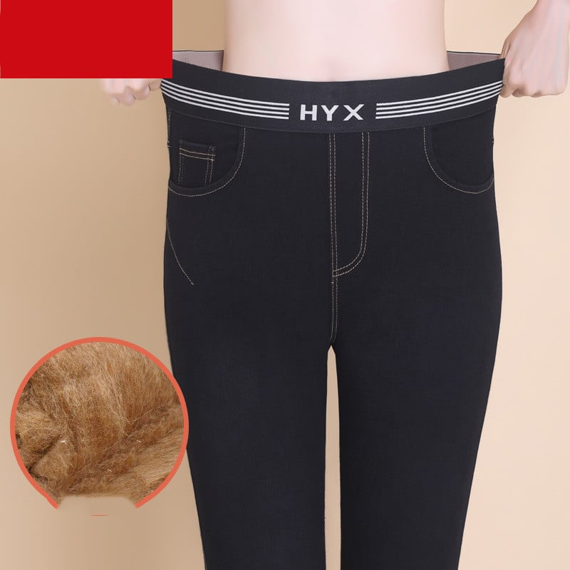 Women’s Velvet High-Rise Elastic Jeans – Warm Stretch Slim-Fit Denim Pants