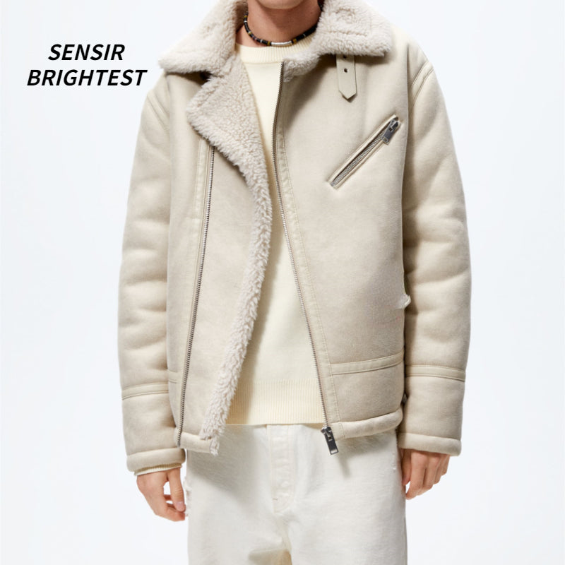 Men’s Faux Lamb Fur Jacket for Fall & Winter – Warm Faux Shearling Casual Jacket