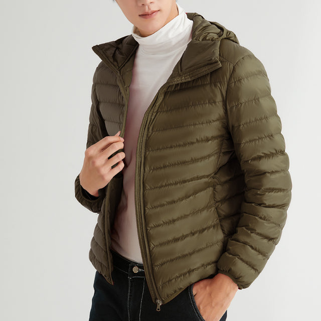 Men’s 90% Down Lightweight Hooded Winter Jacket – USA