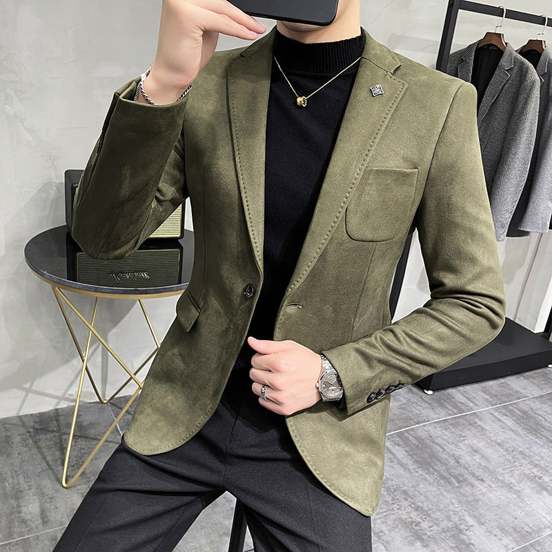 Men’s Slim Fit Faux Suede Blazer Jacket – Lightweight Smart Casual Jacket, M–4XL