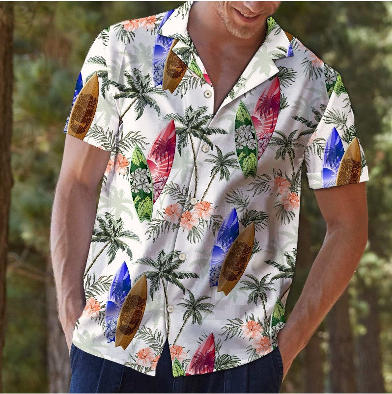 Men’s Hawaiian Cotton Beach Shirt – Breathable Stretch Casual Summer Shirt, S–3XL