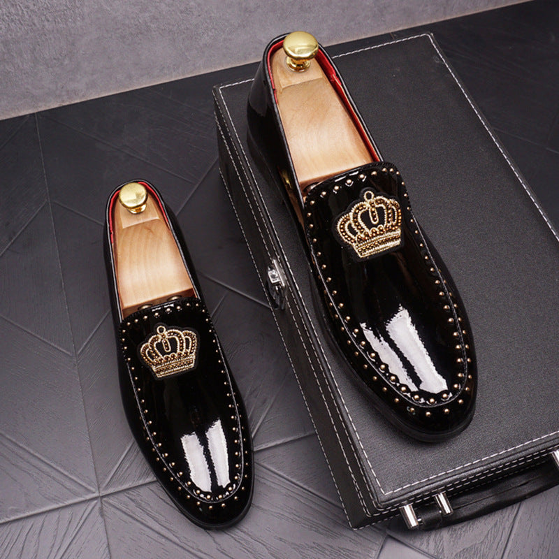 Men’s Retro Pointed-Toe Leather Loafers – Classic Slip-On Dress Shoes