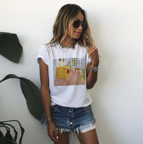 Van Gogh Print Loose T-Shirt for Women