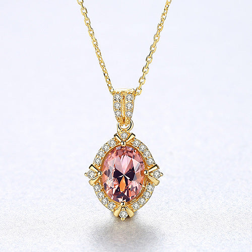 Gold S925 Silver Colorful Zircon Necklace – Geometric Snake Chain Jewelry