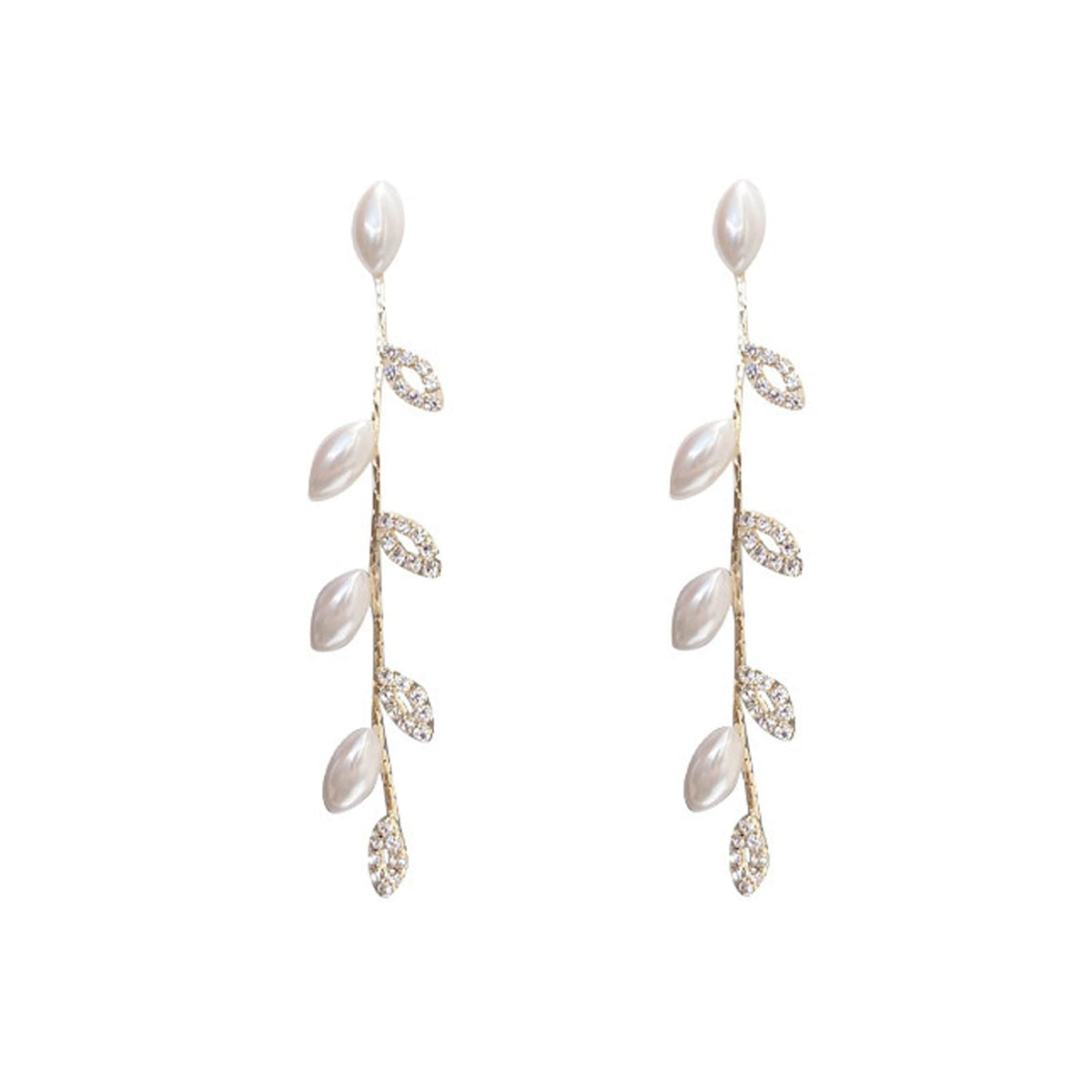 Bridal Crystal & Pearl Drop Earrings – Elegant Wedding Earrings for Women