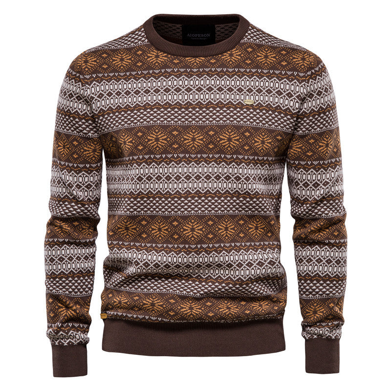 Men’s Business Casual Knitted Sweater – 95% Cotton Round Neck Pullover, 3 Colors, M–4XL