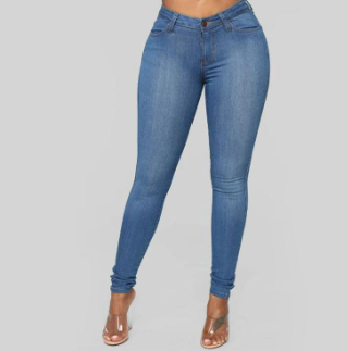 Women’s High-Rise Skinny Fit Stacked Jeans – Solid Color Pencil Denim, S–XXL