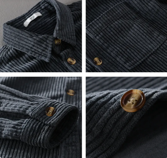 Men’s Corduroy Long Sleeve Shirt – Casual Button-Down Overshirt