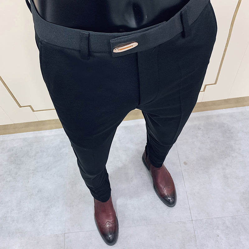 Men’s Solid Color Business Casual Suit Pants – Fall Dress Trousers