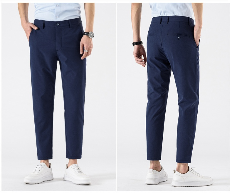 Men’s Slim Fit Cropped Suit Pants – Business Casual Ankle Trousers