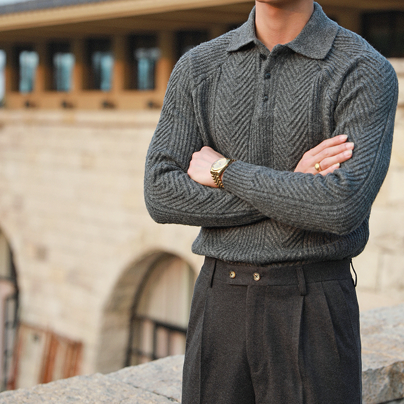 Men’s Cozy Cable Knit Long Sleeve Shirt – Warm Relaxed Fit Half-Button Sweater