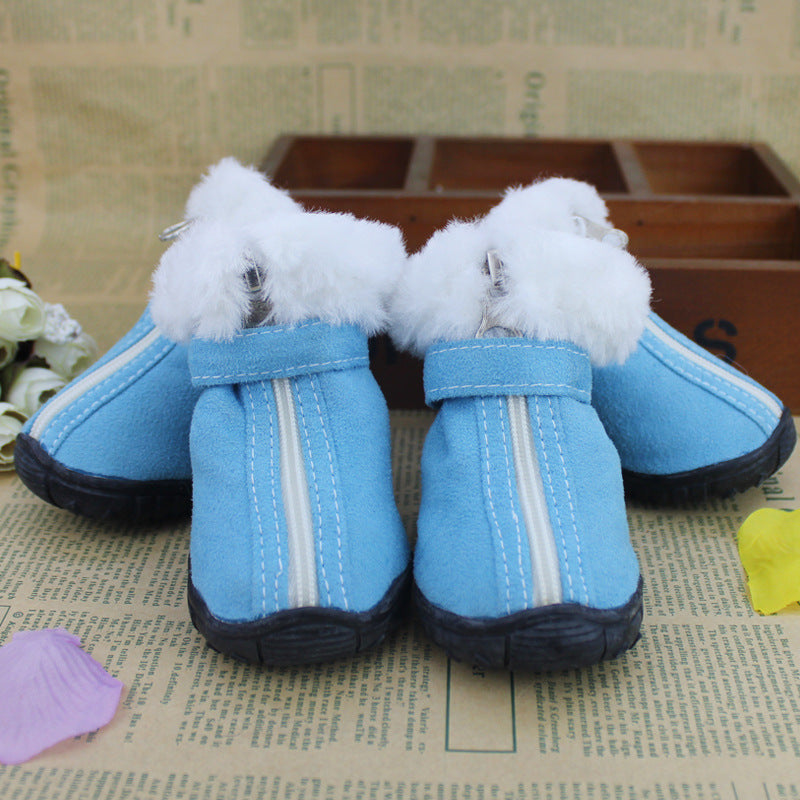 Warm Dog Snow Boots – Non-Slip Suede Winter Booties with Lamb Velvet Lining