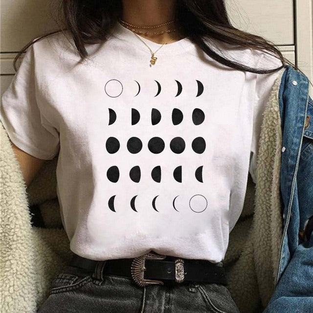 Aesthetic Universe Planets Graphic T-Shirt for Women