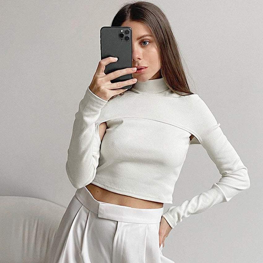 Strapless Solid Color Sexy T-shirt for Women
