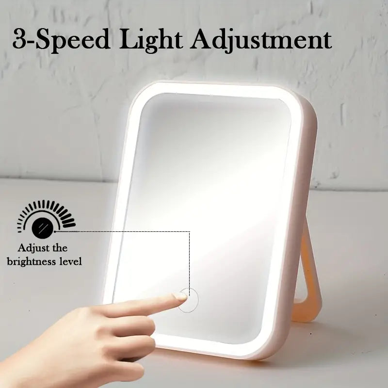 LED Touch Screen Makeup Mirror - Portable Folding Design