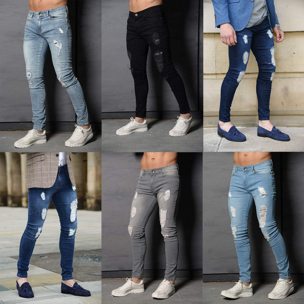 Men’s Plus Size Blue & Grey Jeans – Spring Casual Denim Trousers