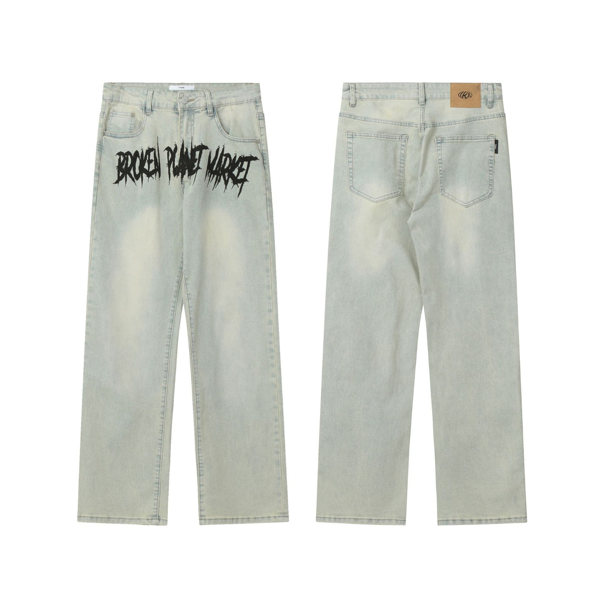 Men’s Embroidered Straight-Leg Denim Trousers – Stylish Casual Jeans