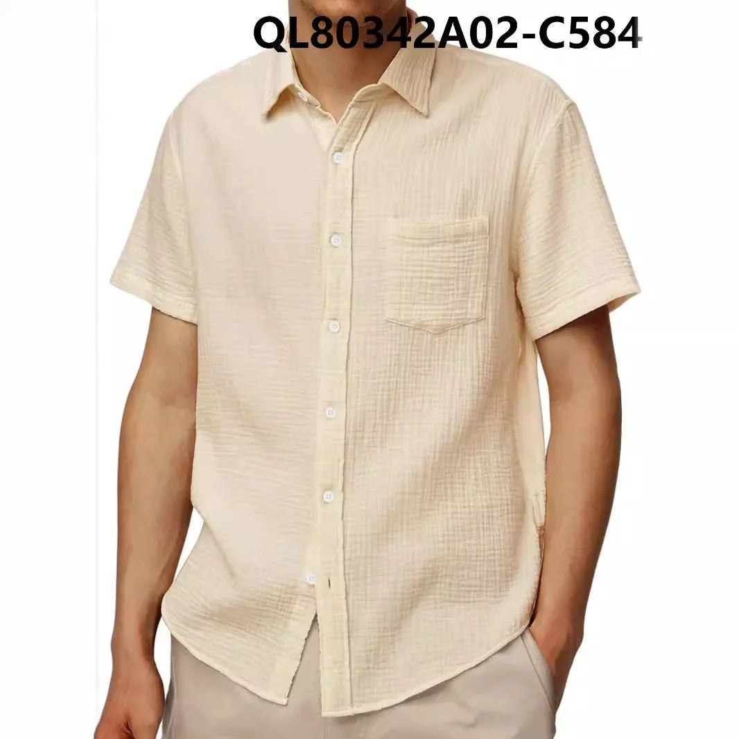 Men’s Short Sleeve Loose Lapel Shirt – Breathable 4-Way Stretch Casual Shirt, S–5XL