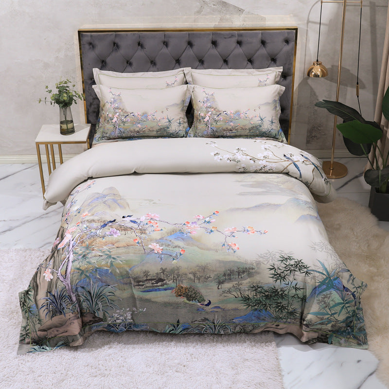 Luxury 100% Cotton Digital Floral Bedding Set – 4-Piece Premium Bed Set
