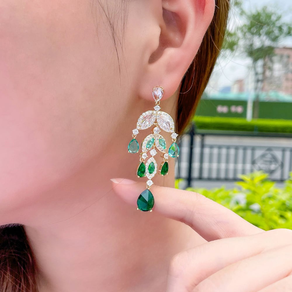 Colorful Water Drop Zircon Tassel Earrings for Women – Sparkling Dangle Jewelry