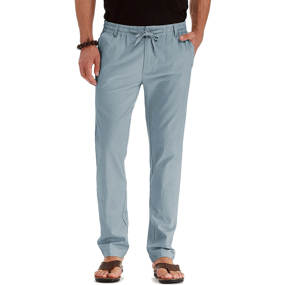 Men’s Loose Fit Cotton Pants – Elastic Waist Casual Trousers