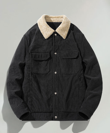 Men’s Plus Size Vintage Oversized Winter Jacket – Flip Collar Casual Coat, 3 Colors, L–4XL