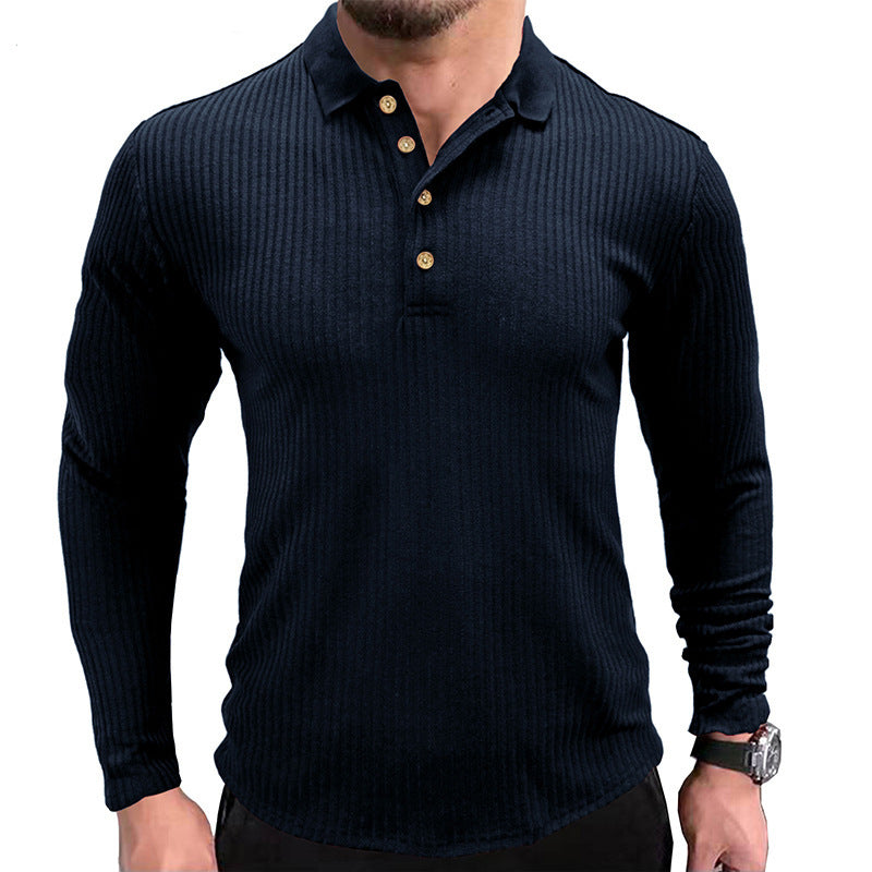Men’s Cotton Blend Long Sleeve Polo Shirt – Classic Lapel Smart Casual Top, S–2XL