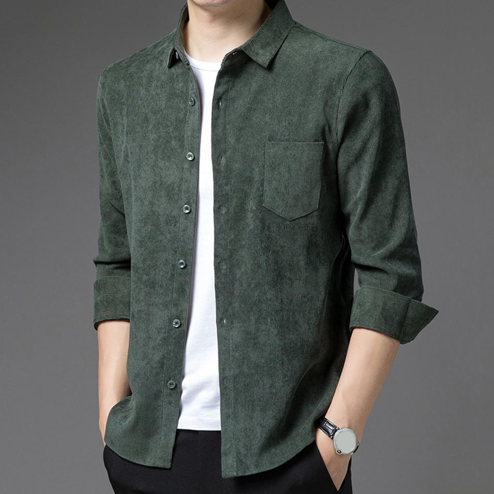 Men’s Thickened Long Sleeve Casual Shirt – Warm Lapel Cardigan Shirt, M–4XL