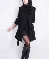 Plus Size Women’s Slim Woolen Coat – Double-Breasted Mid-Length Winter Coat, S–4XL
