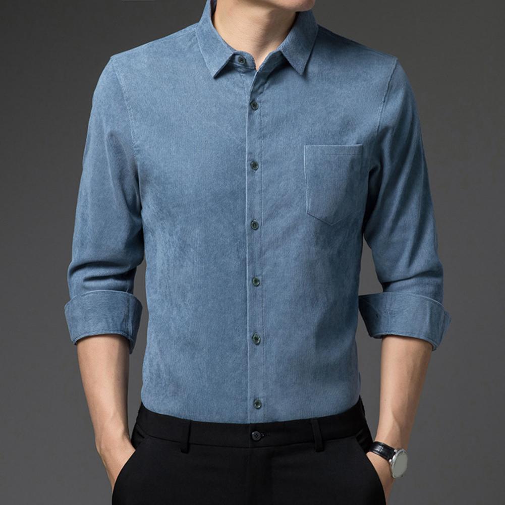 Men’s Thickened Long Sleeve Casual Shirt – Warm Lapel Cardigan Shirt, M–4XL