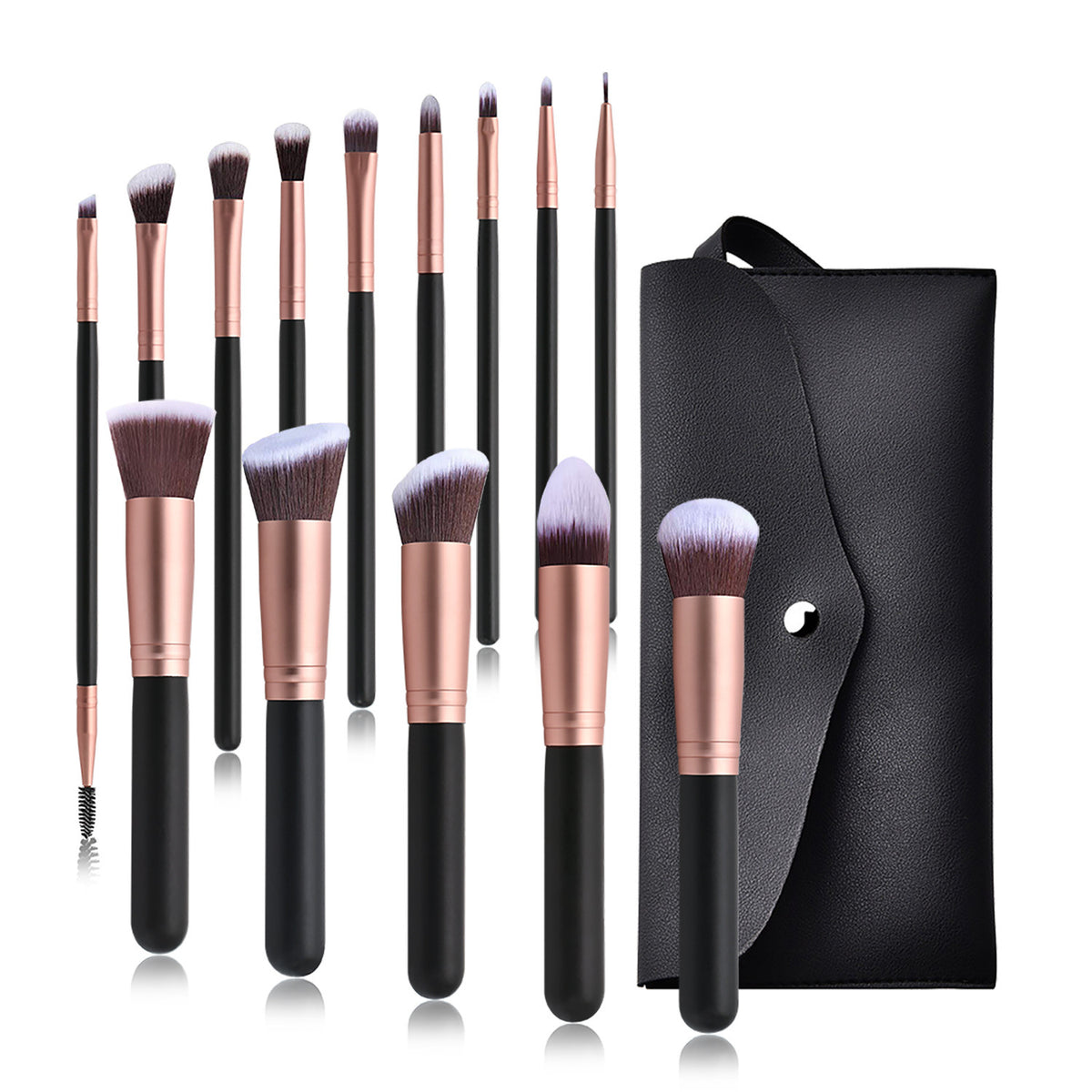 14-Piece Black and Rose Gold Makeup Brush Set