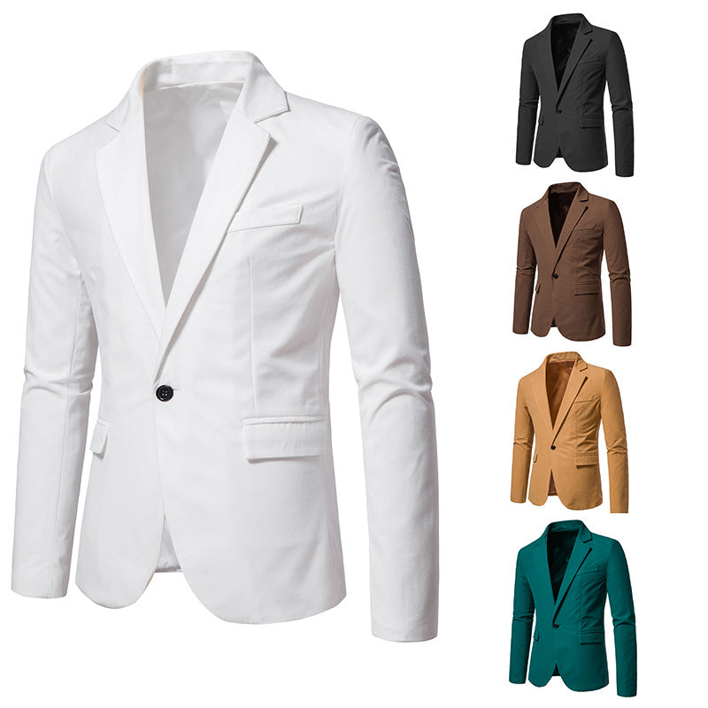 Men’s Suede V-Neck Blazer – Elegant Single-Button Wedding & Event Jacket, S–XXL