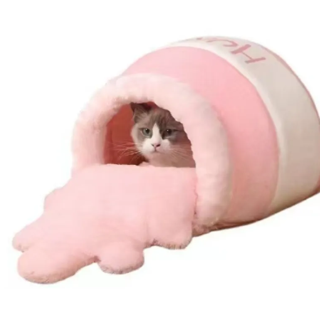 Honey Pot Pet Bed – Cozy All-Season Plush Nest for Cats & Small Dogs