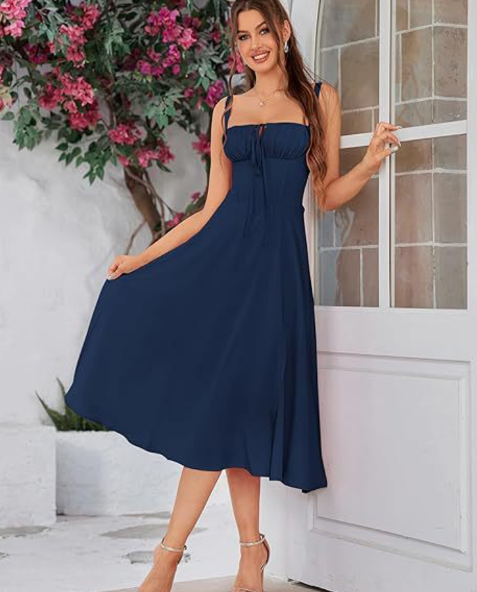 Women’s Bohemian Floral Midi Tank Dress – Sleeveless Summer Vacation Dress