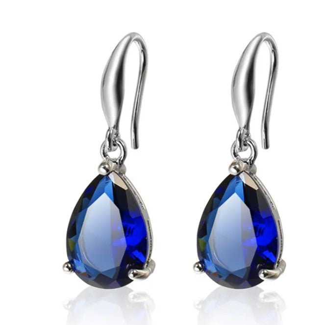 Women’s Emerald Zircon Blue Earrings – Elegant Gemstone-Style Statement Jewelry